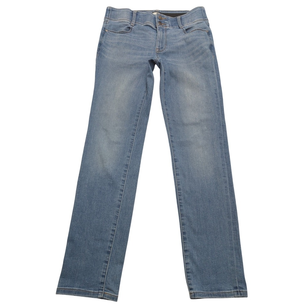 Nine West Straight Leg Jeans Womens 8 Blue Medium Wash Stretch Elastic Waistband